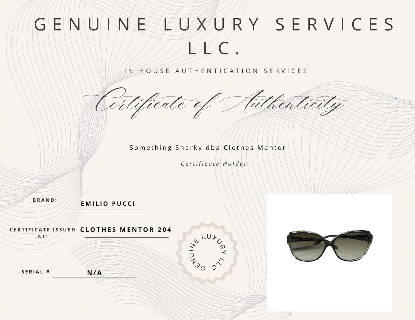 Sunglasses Luxury Designer By Emilio Pucci