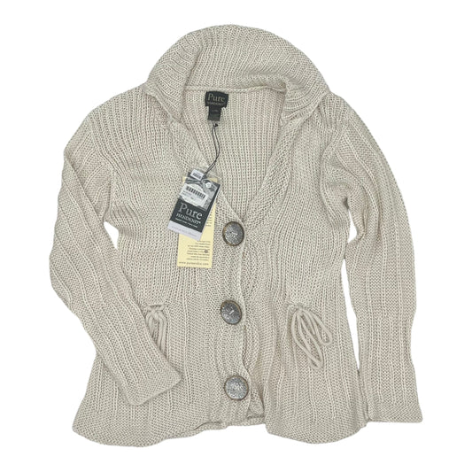 Sweater Cardigan By Clothes Mentor In Cream, Size:L