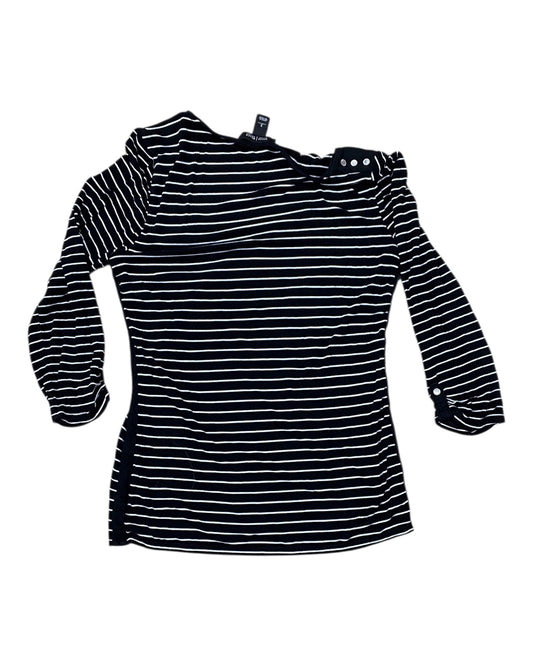 Top 3/4 Sleeve By White House Black Market In Black & White, Size:S