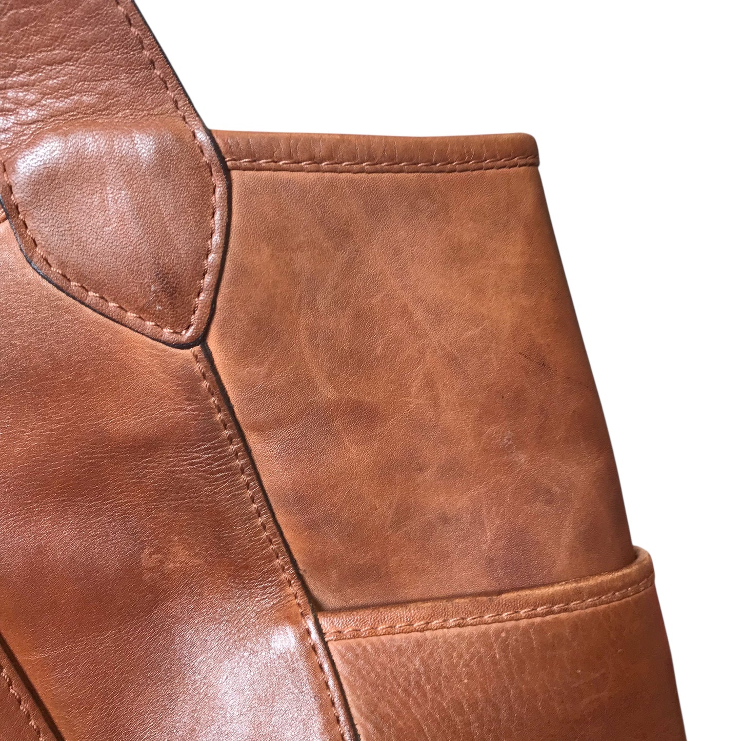 Tote Leather In Brown, Size:Large