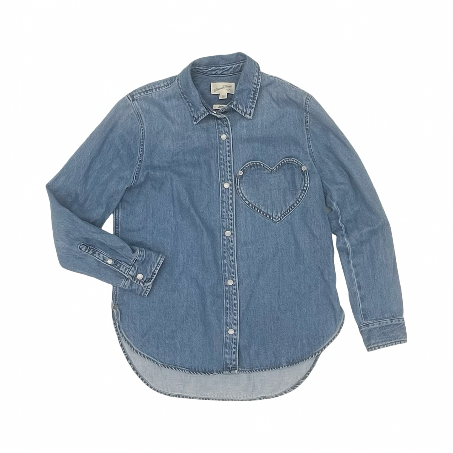 Top Ls By Universal Thread In Blue Denim, Size:S