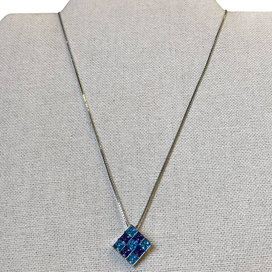 Necklace Designer By Swarovski In Blue & Silver