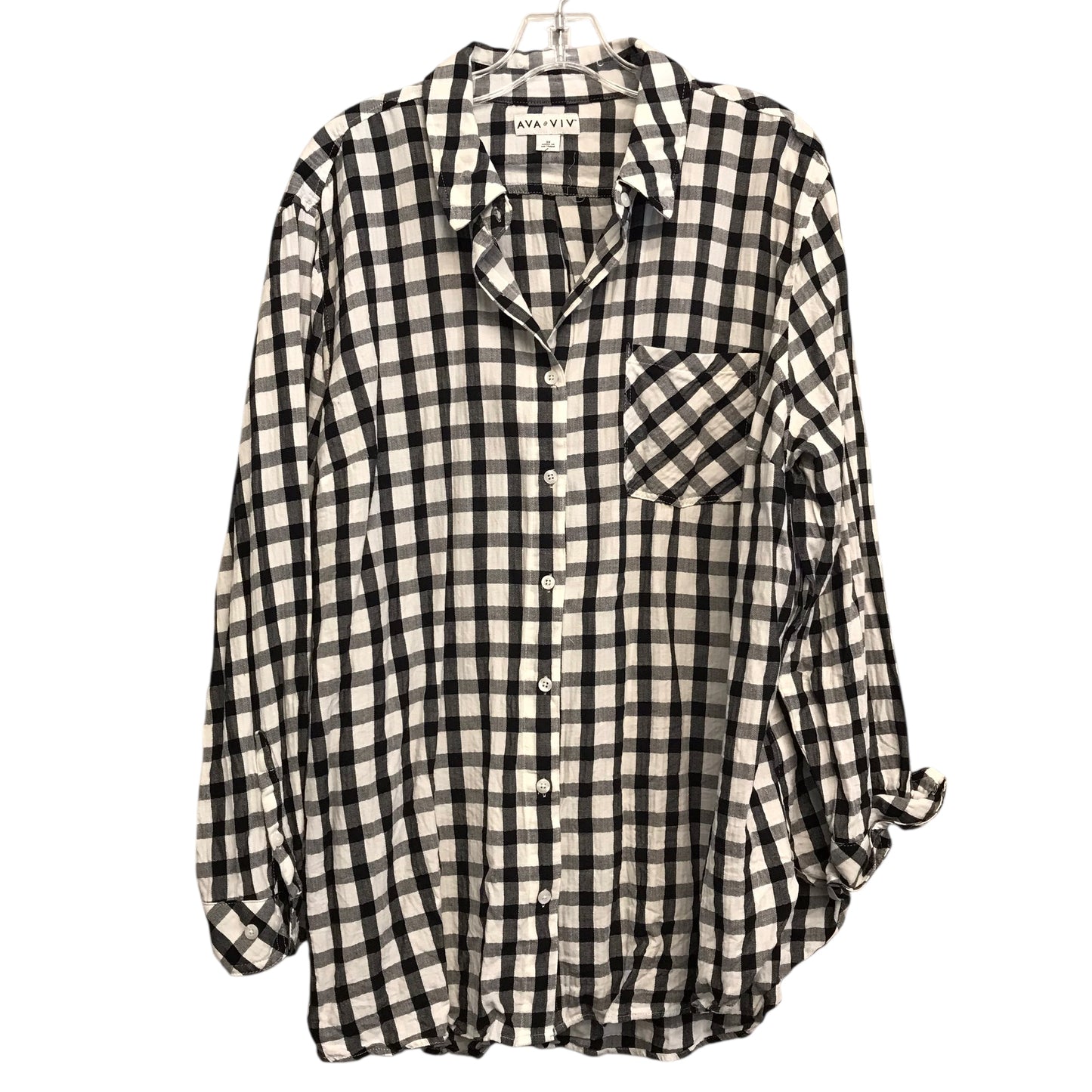 Top Ls By Ava & Viv In Checkered Pattern, Size:3X