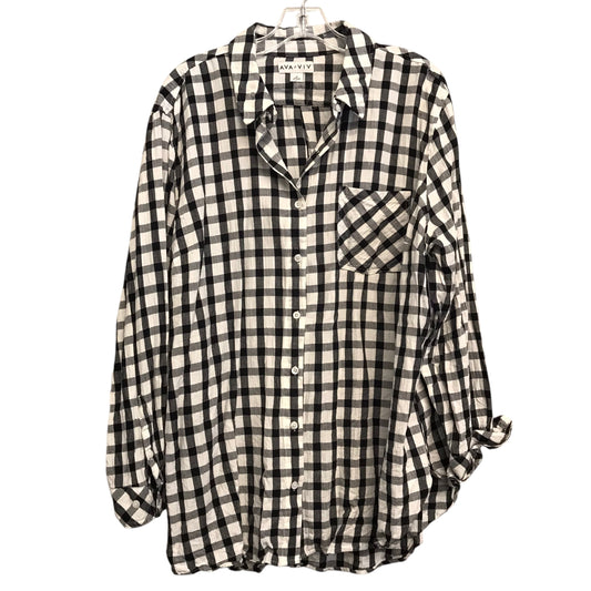 Top Ls By Ava & Viv In Checkered Pattern, Size:3X