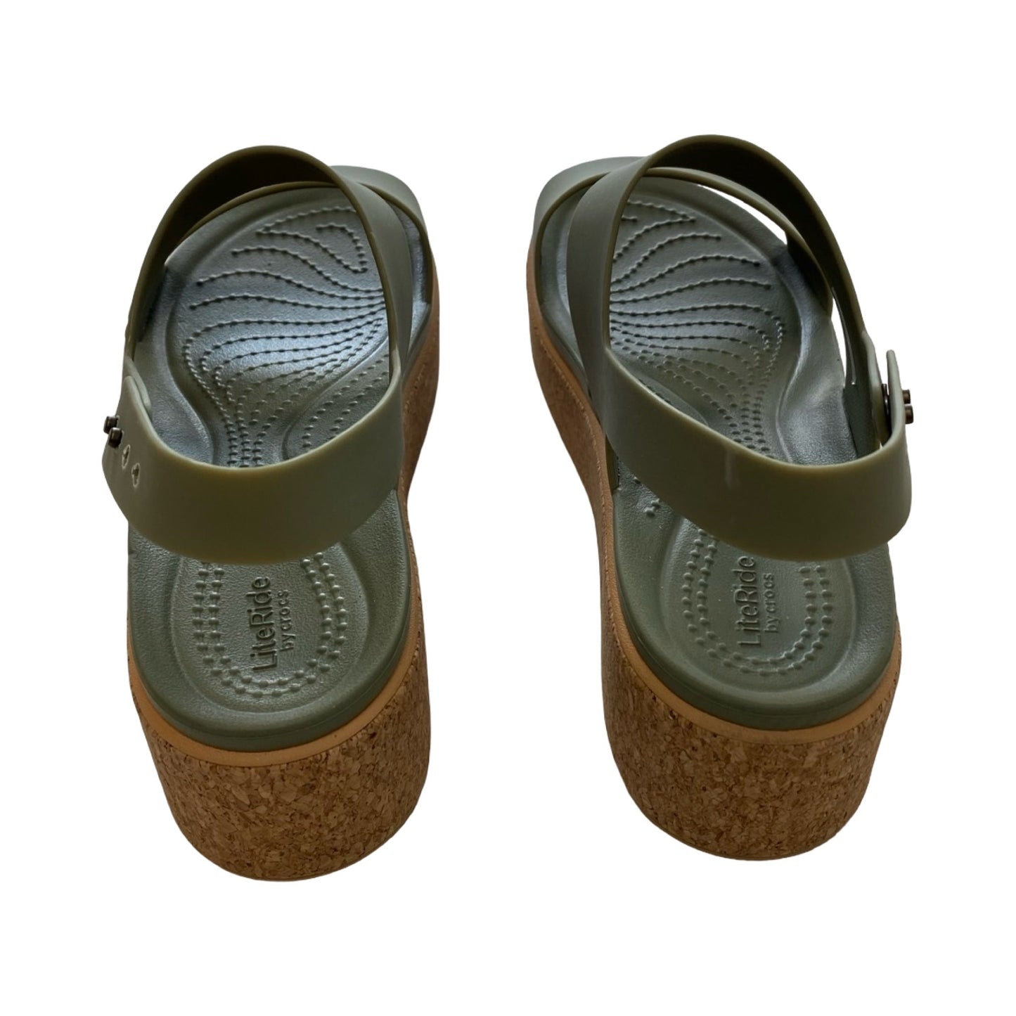 Sandals Heels Platform By Crocs In Green, Size:8