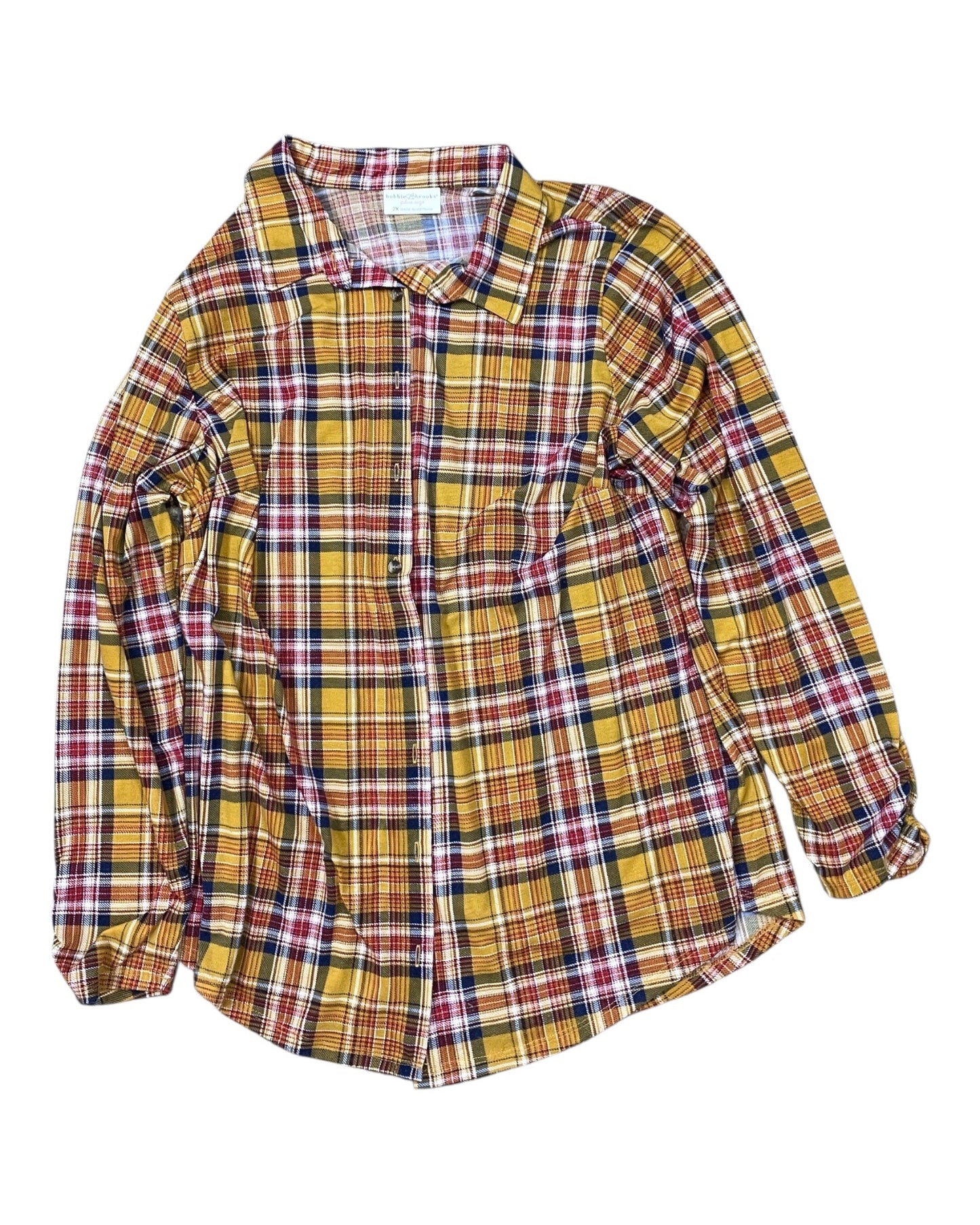 Blouse Ls By Bobbie Brooks In Yellow, Size:2X
