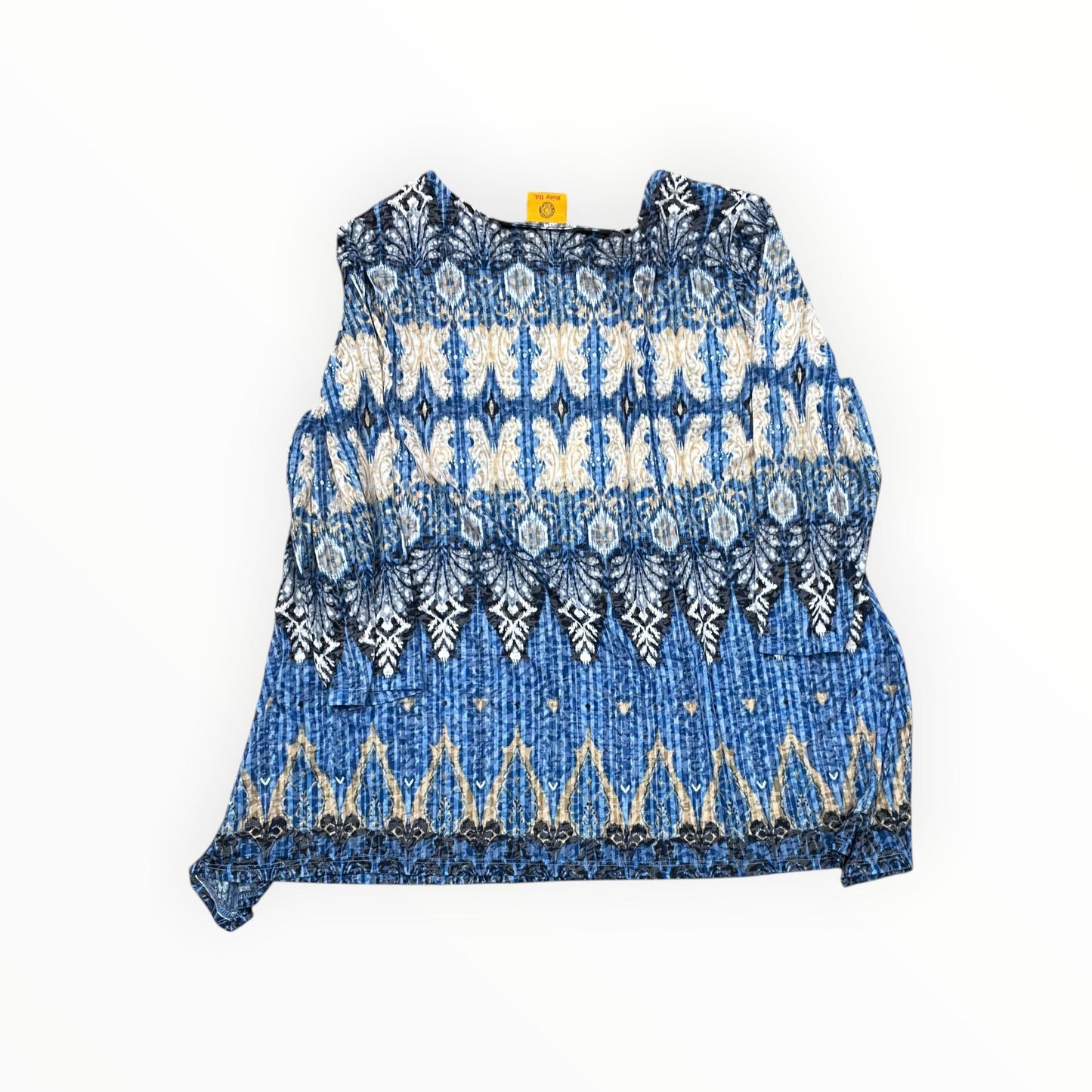 Top 3/4 Sleeve By Ruby Rd In Blue & Tan, Size:Xl