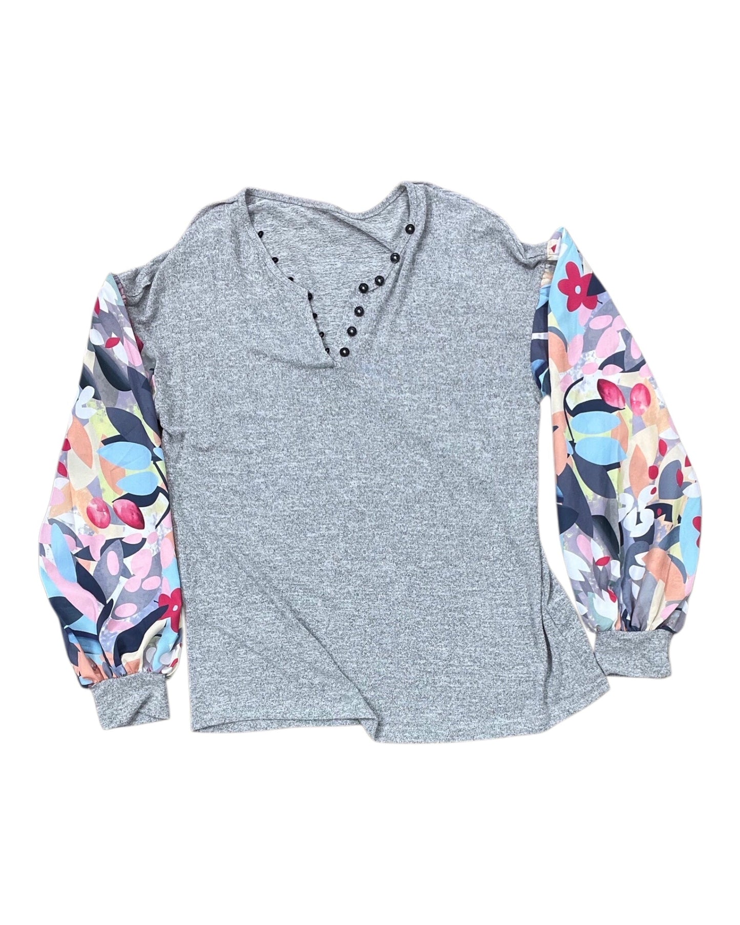 Top Ls By Clothes Mentor In Grey & Pink, Size:S