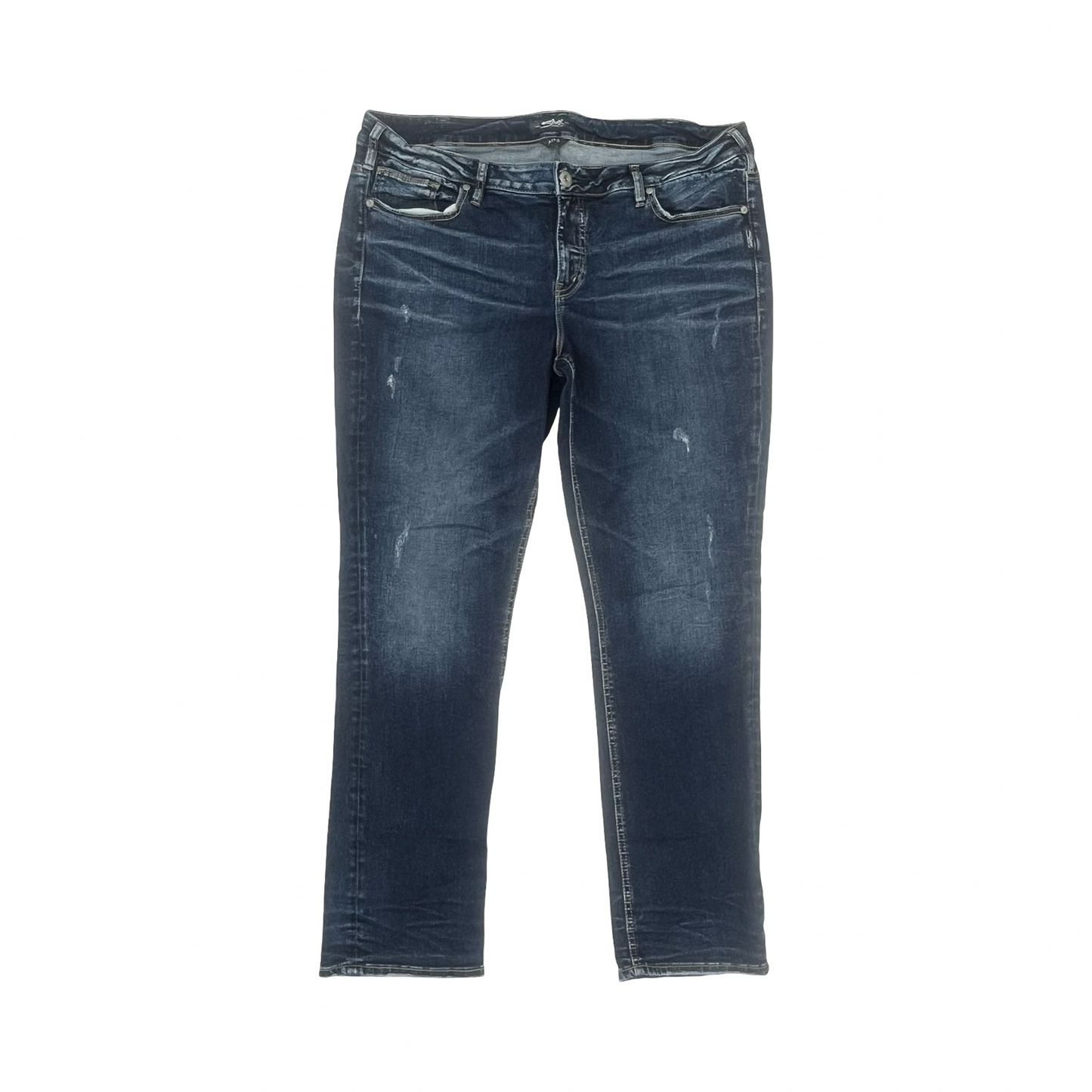 Jeans Straight By Silver In Blue Denim, Size:20