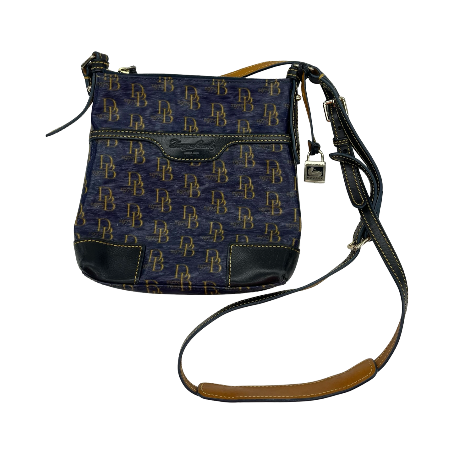 Crossbody Designer By Dooney And Bourke In Blue & Tan, Size:Small