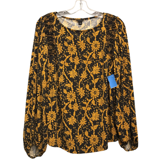 Top 3/4 Sleeve By Ann Taylor In Black & Yellow, Size:M