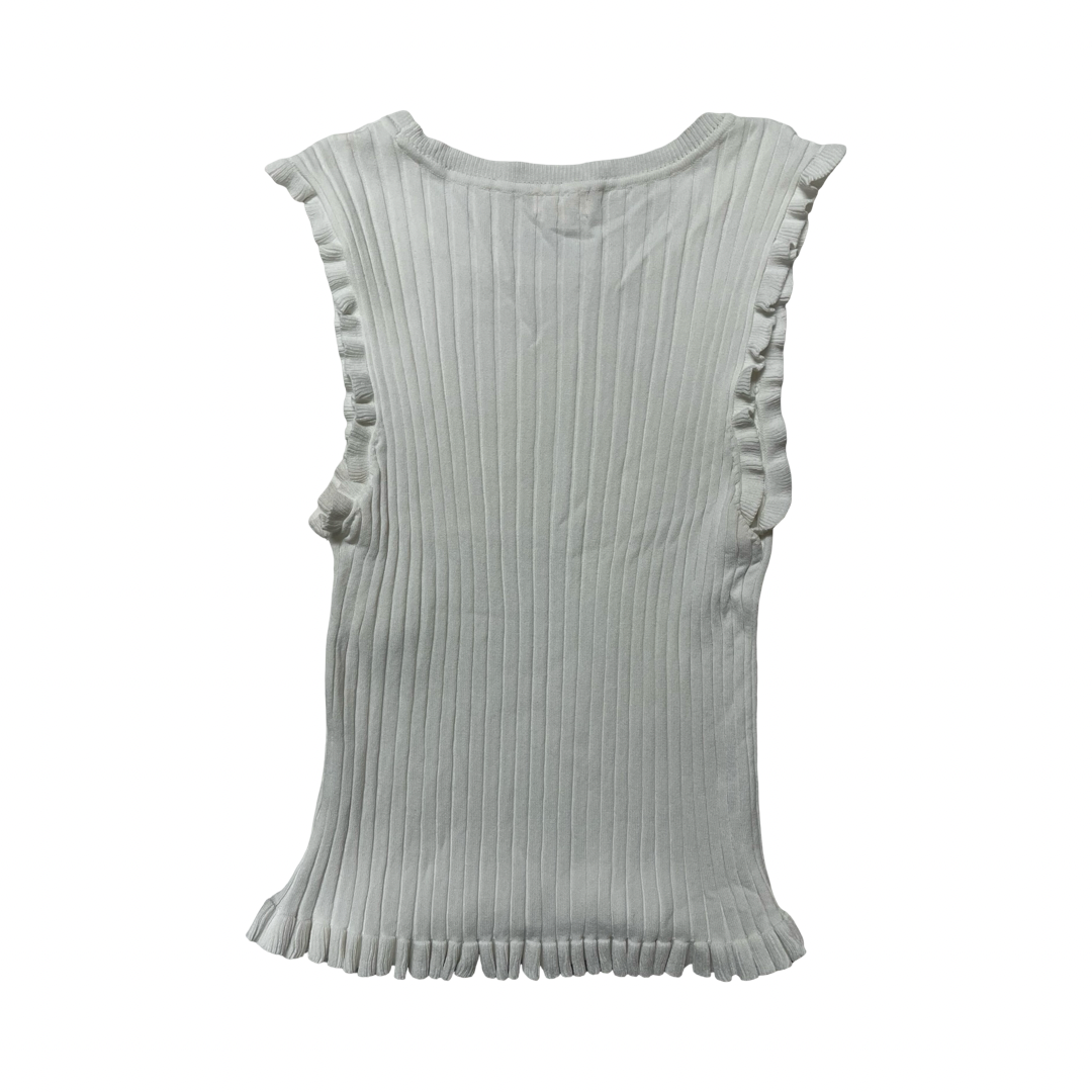 Top Sleeveless By Hem & Thread In White, Size:L