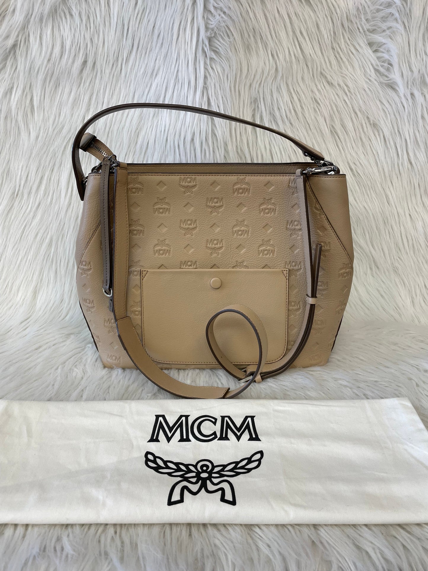 CROSSBODY LUXURY DESIGNER by MCM In TAN, Size: MEDIUM