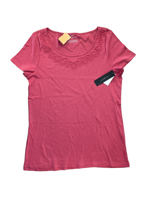 Top Ss Basic By Talbots In Pink, Size:L