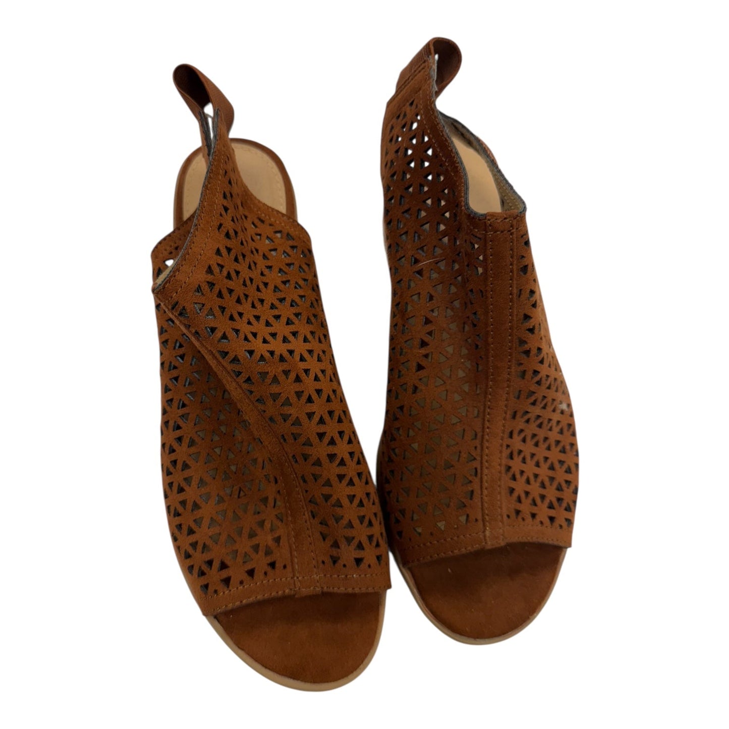 Sandals Heels Block By American Angel In Brown, Size:6.5