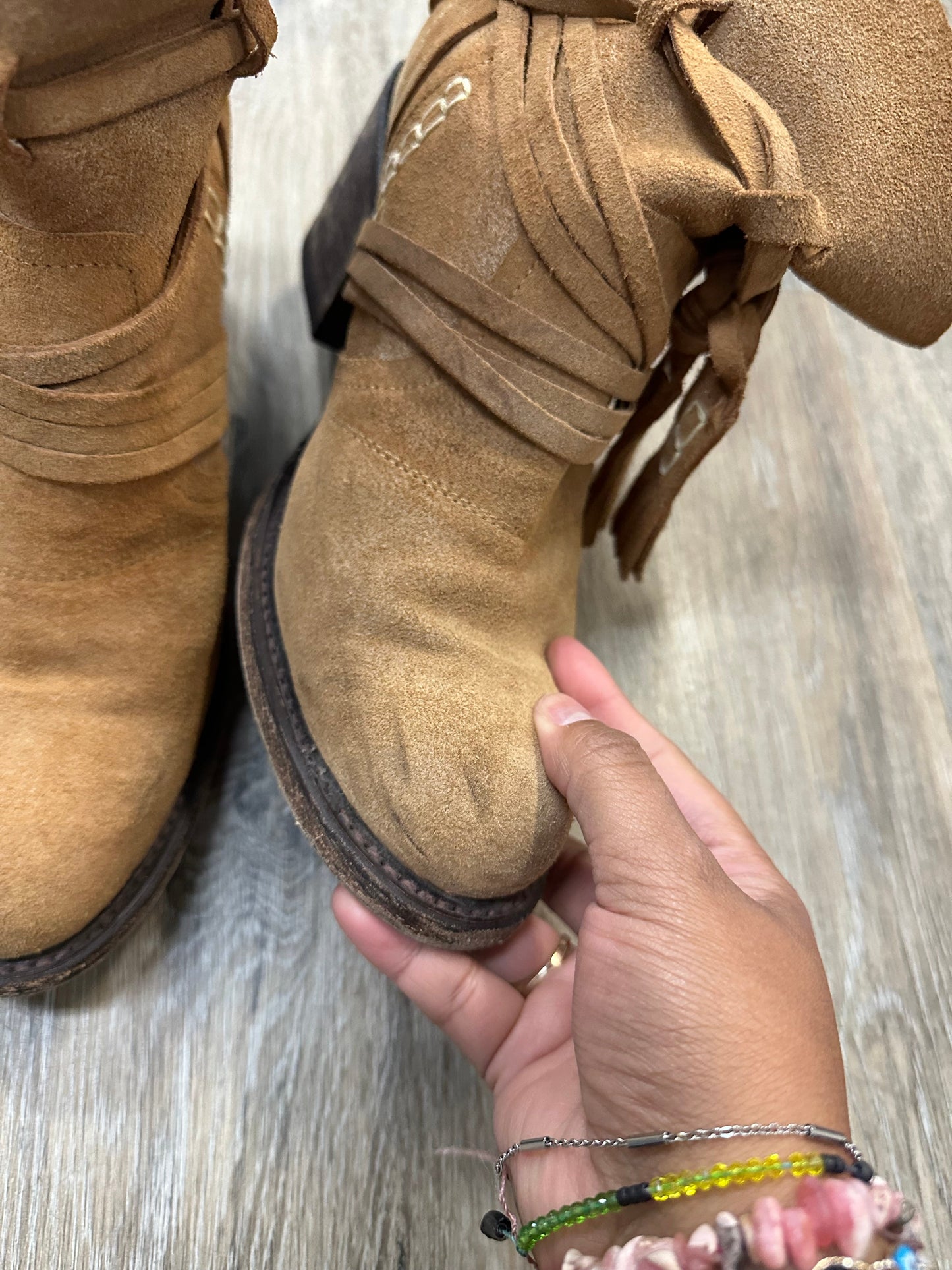 Boots Ankle Heels By Miss Macie In Tan, Size: 8.5