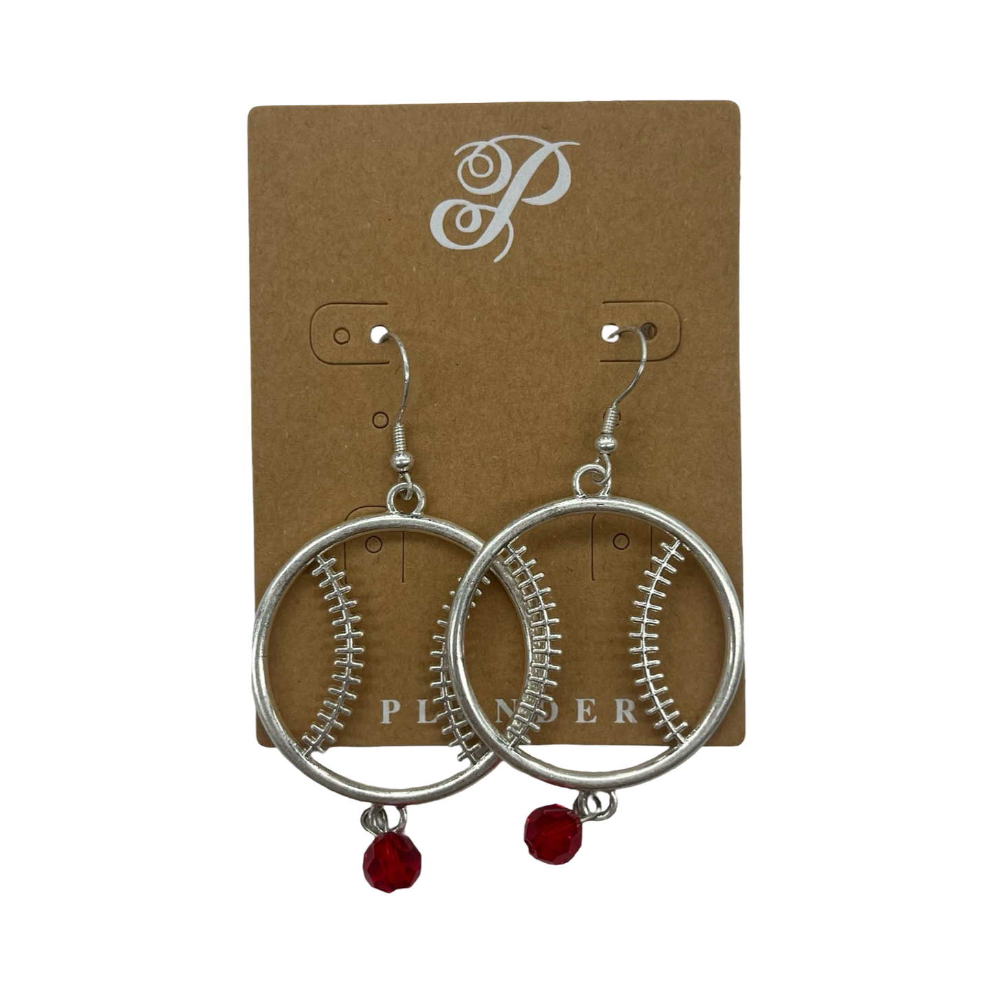 Earrings Dangle/Drop By Plunder In Red & Silver