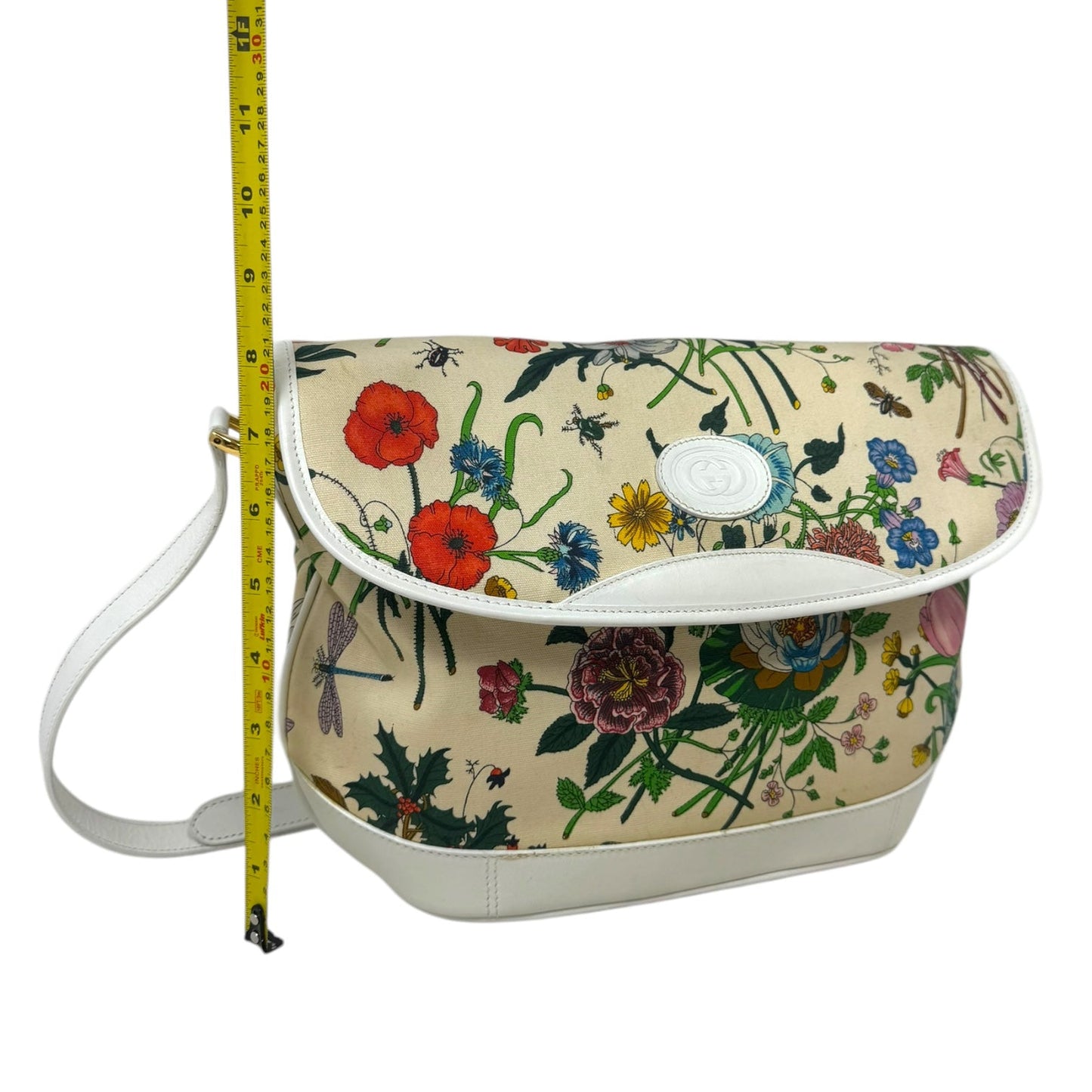 Vintage Joliecoeur Floral Canvas Crossbody Handbag Luxury Designer By Gucci, Size: Medium