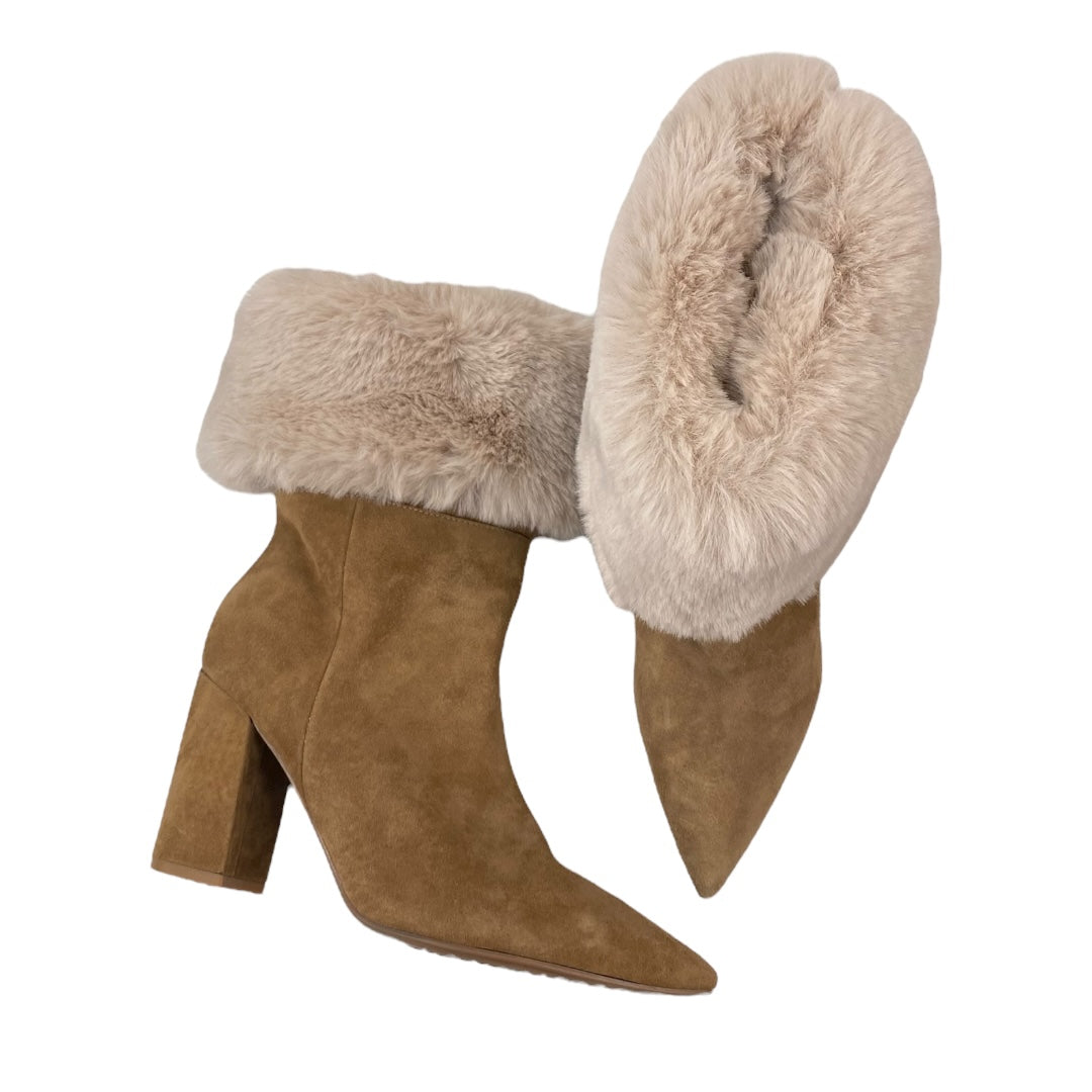 Boots Ankle Heels By Nine West In Brown, Size:7.5