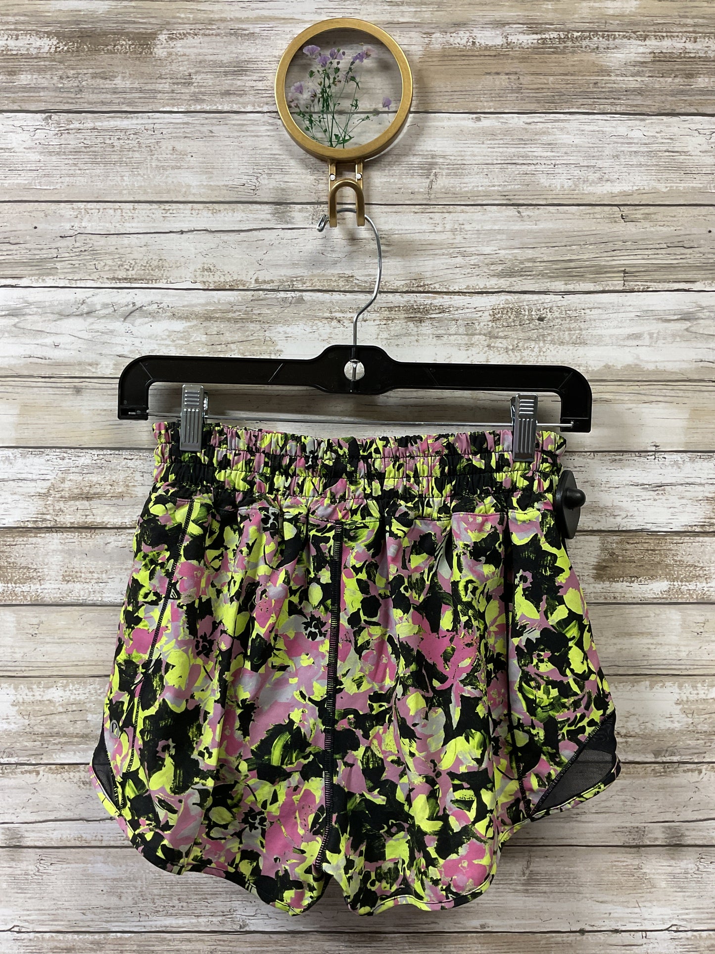Athletic Shorts By Lululemon In Pink & Yellow, Size:6