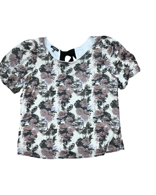 Top Ss By Studio Y In Cream & Grey, Size:1X