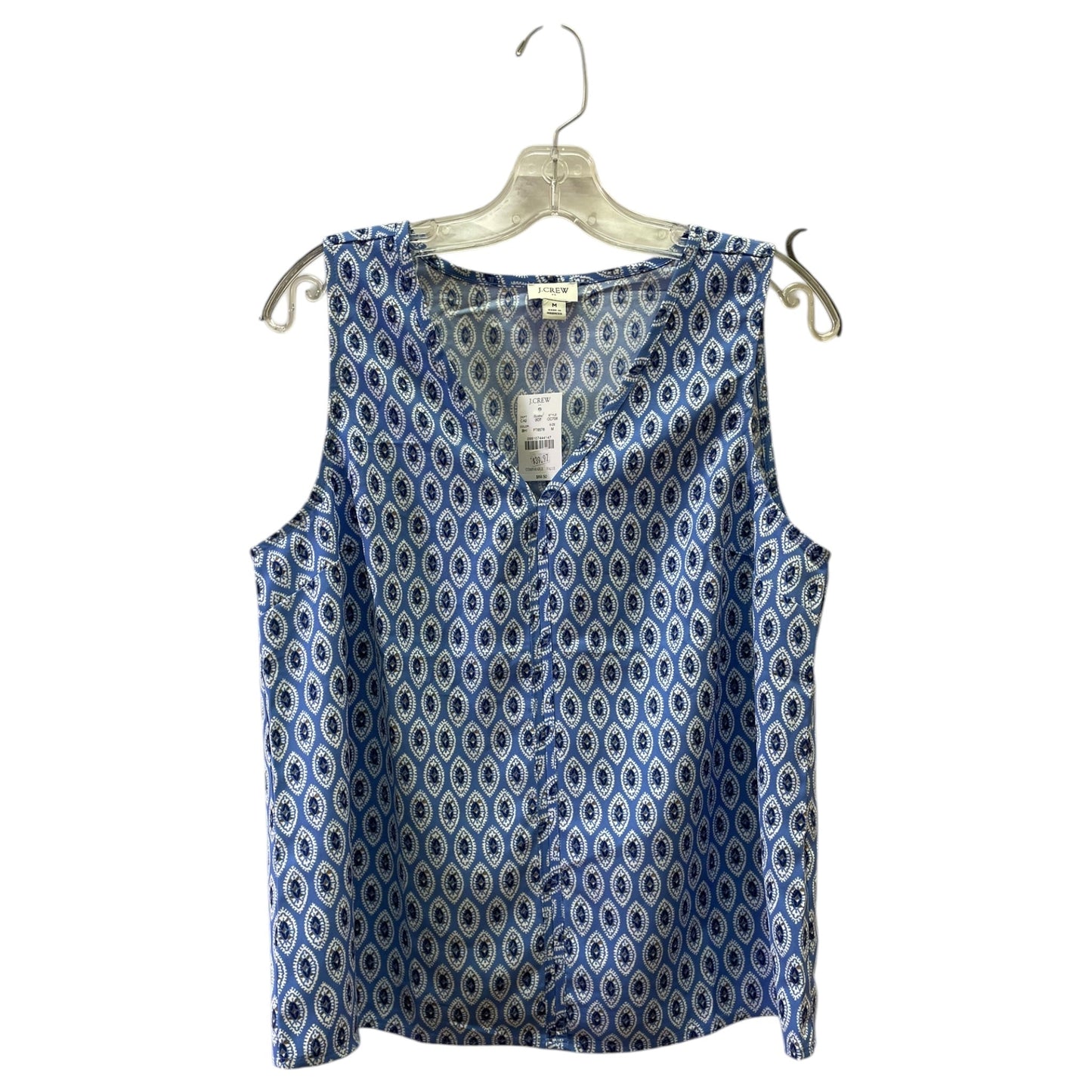 Top Sleeveless By J. Crew In Blue & White, Size:M