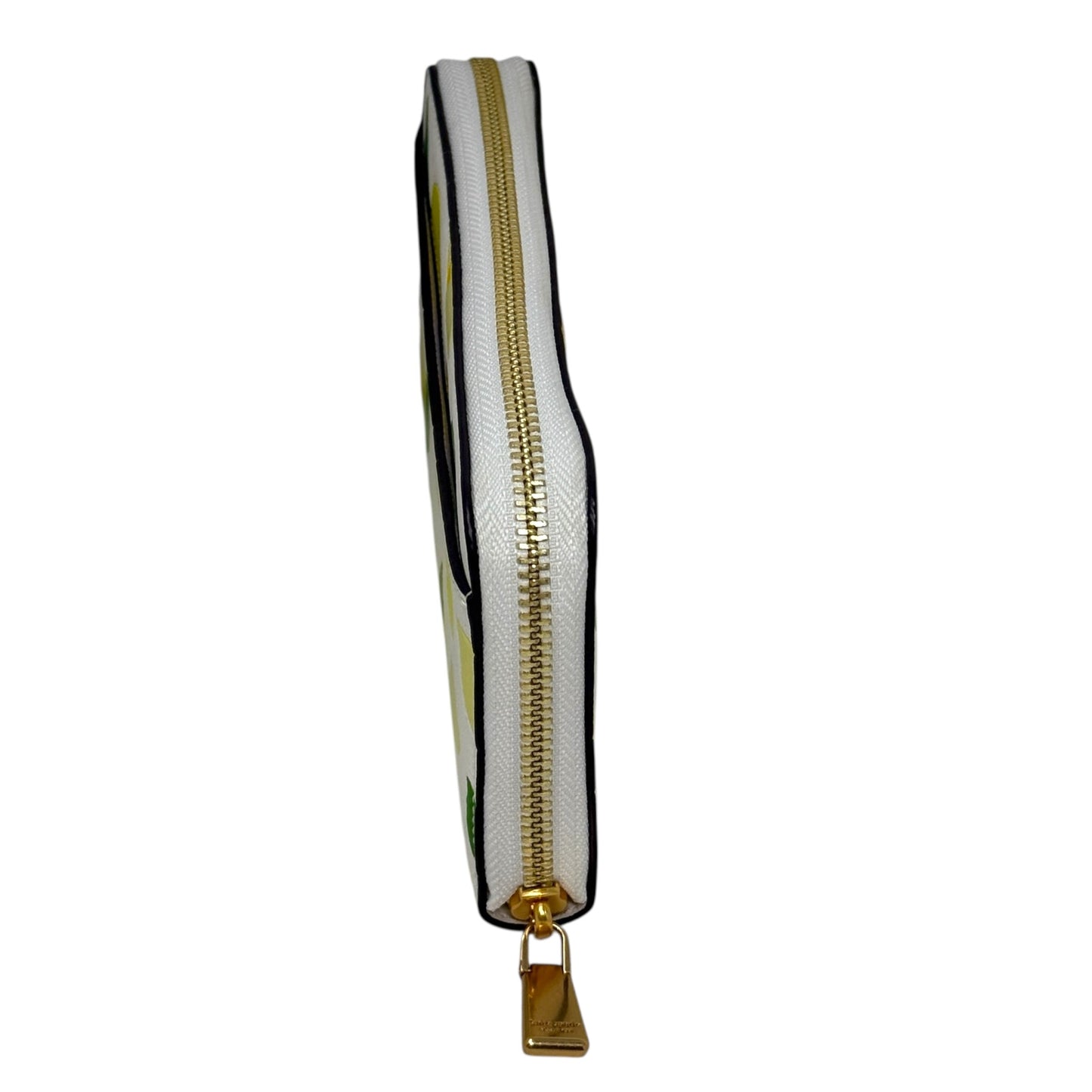 Morgan Lemon Toss Embossed Saffiano Leather Zip Around Continental Wallet Designer By Kate Spade, Size: Medium