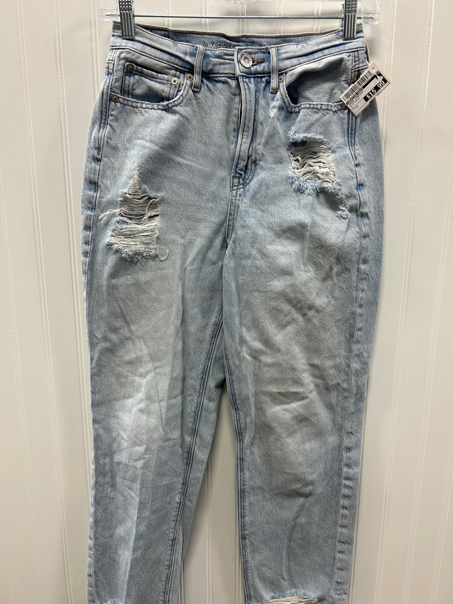 Jeans Straight By American Eagle In Blue Denim, Size:4