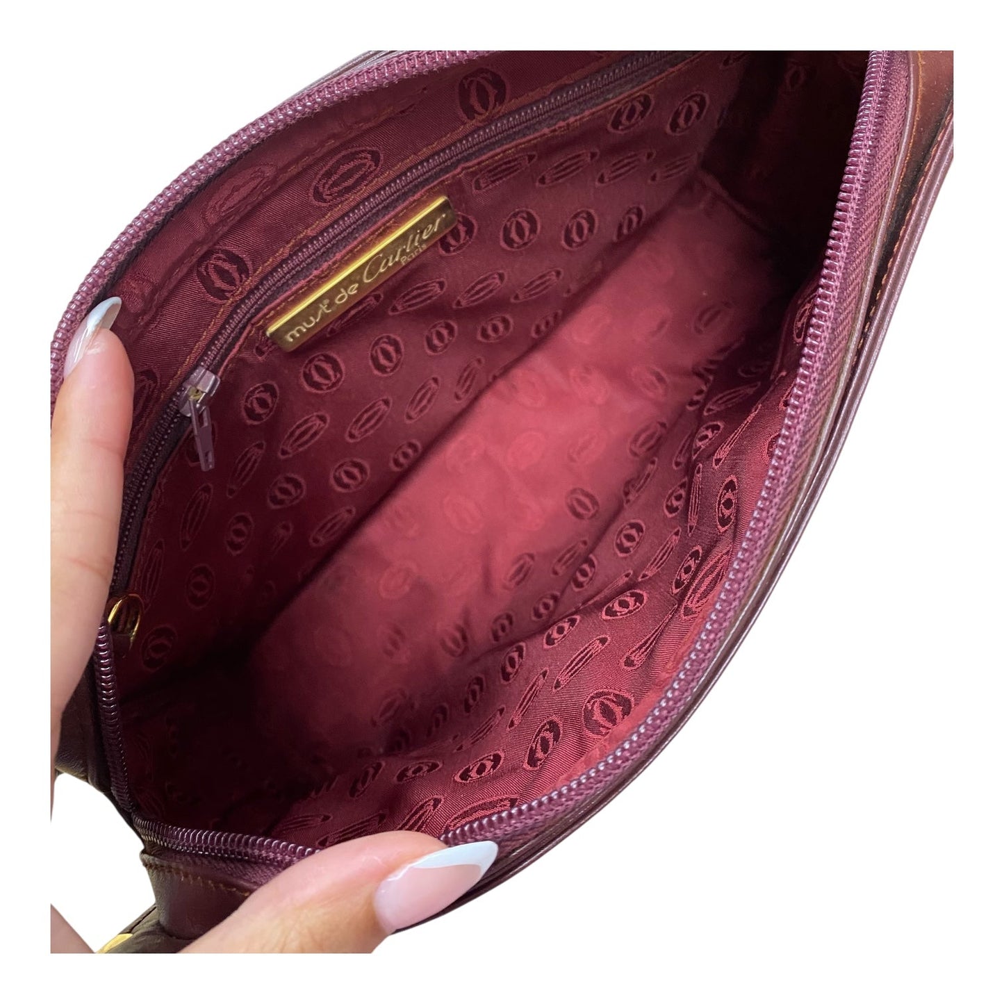 Clutch Luxury Designer By Cartier In Gold & Red, Size:Medium