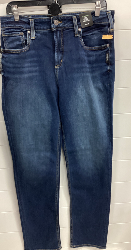 Jeans Straight By Silver In Blue Denim, Size:12