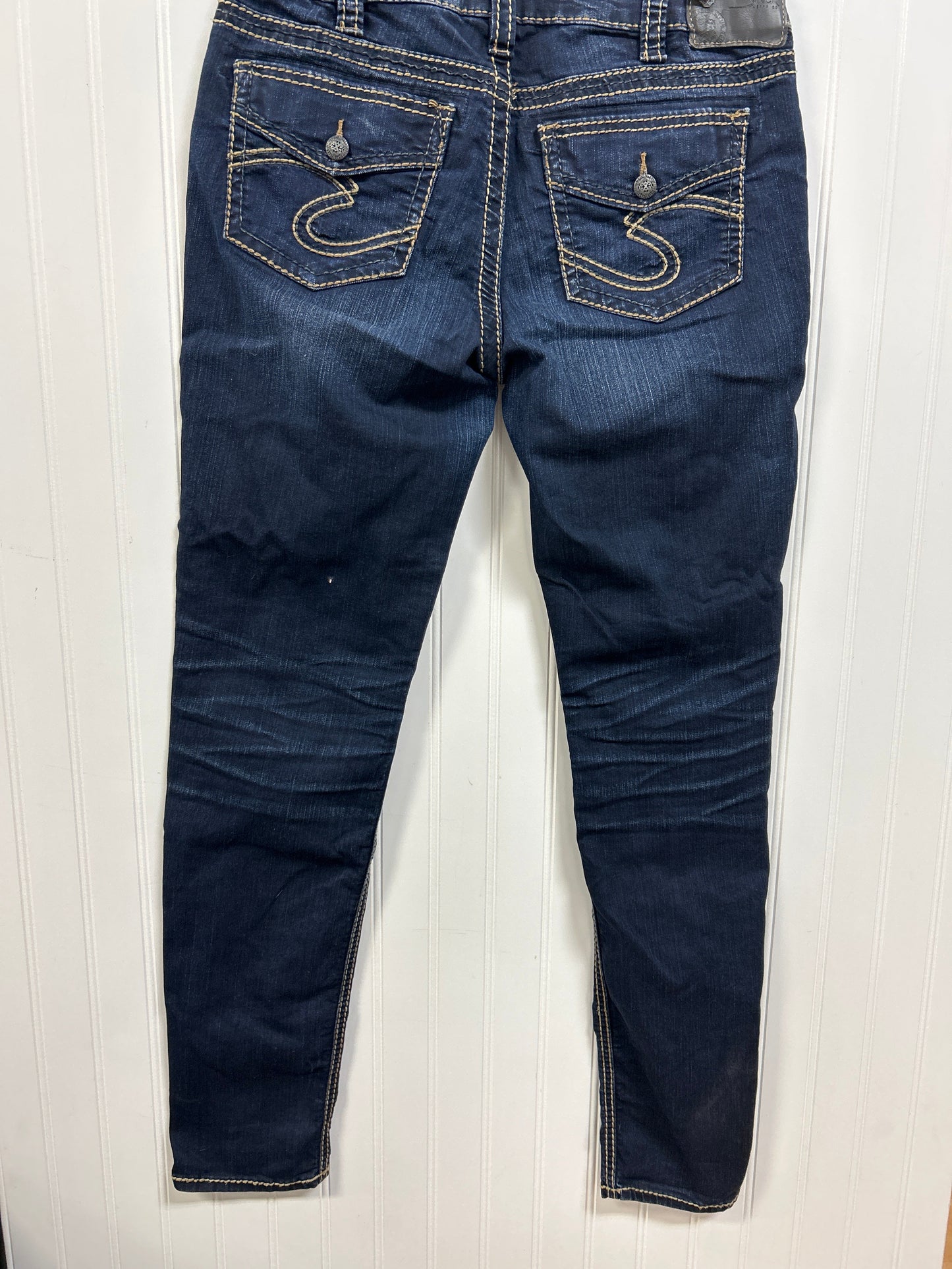 Jeans Straight By Silver In Blue Denim, Size:12