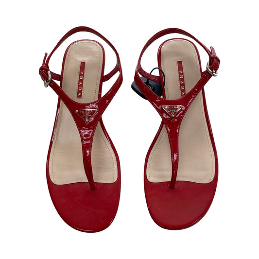 Sandals Luxury Designer By Prada In Red, Size:9