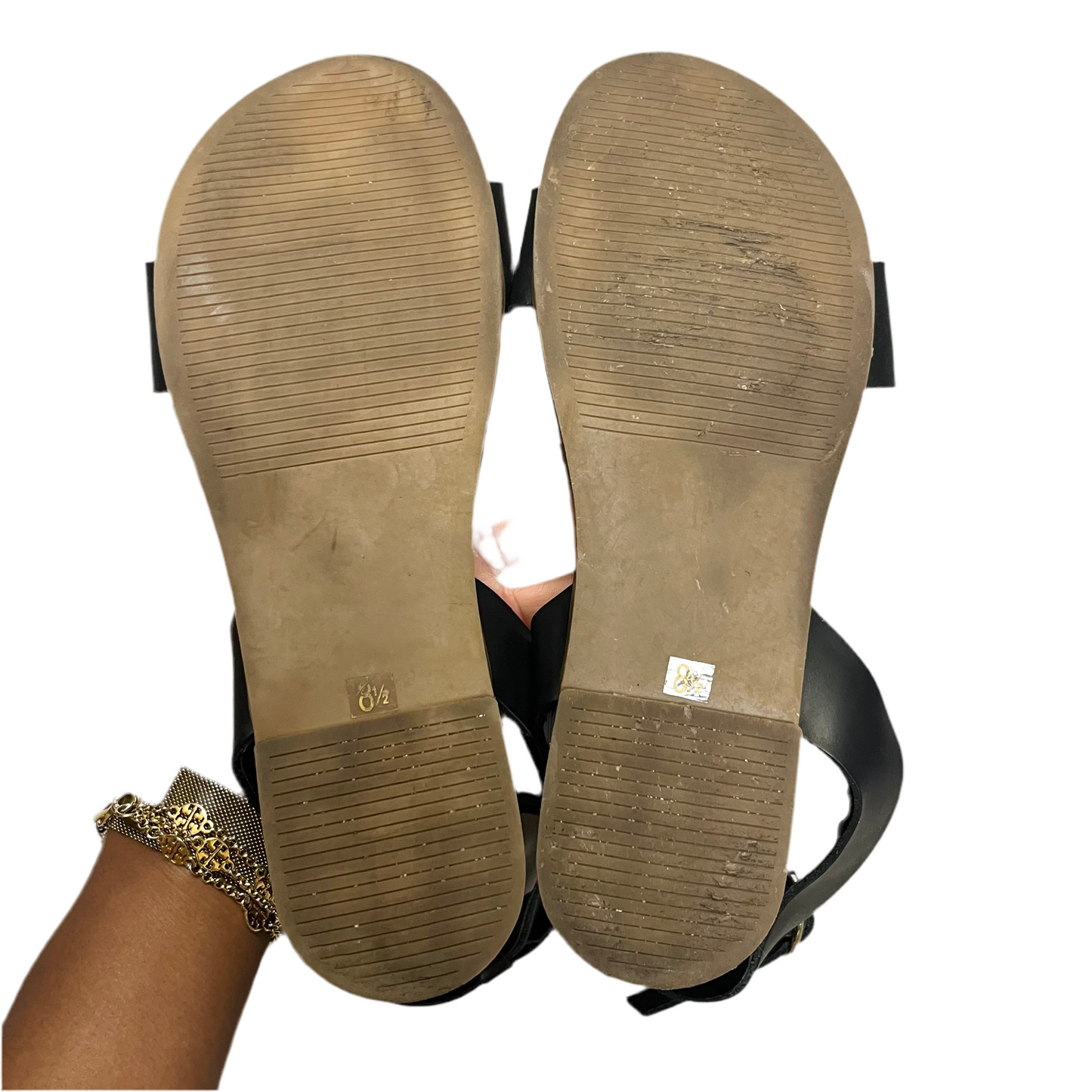 Sandals Flats By Steve Madden In Black & Brown, Size: 8.5