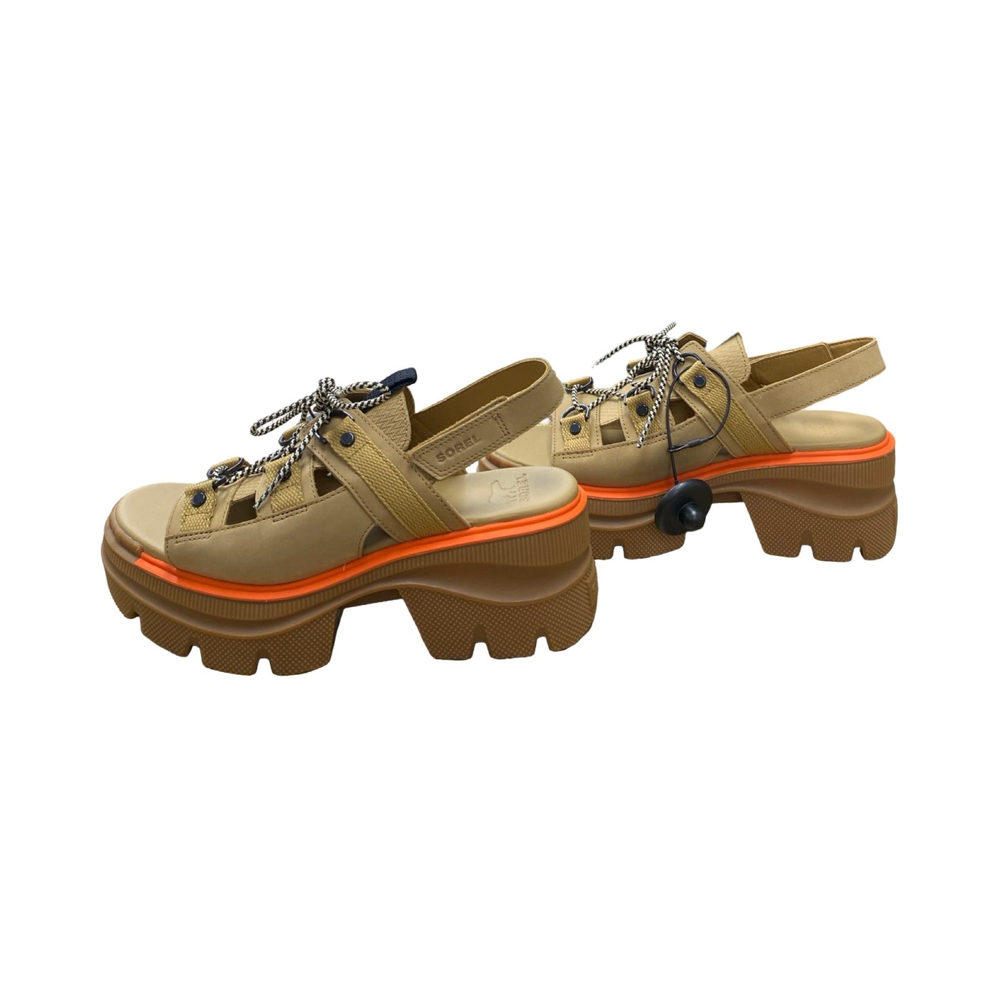 Sandals Designer By Sorel In Brown & Orange, Size:10