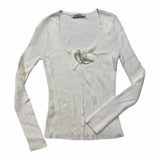 Sweater Cardigan By Abercrombie And Fitch In Cream, Size:Xs