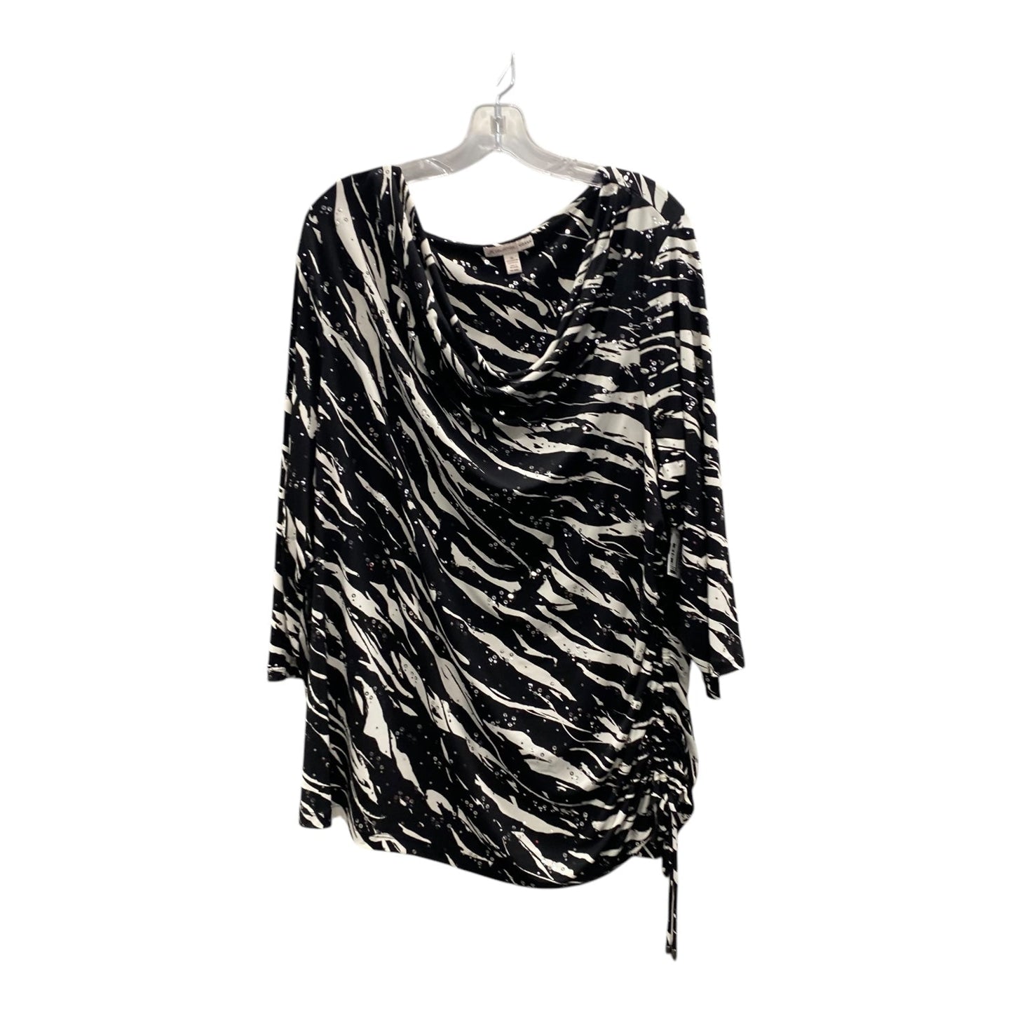 Top Ls By Jm Collections In Black & White, Size:3X