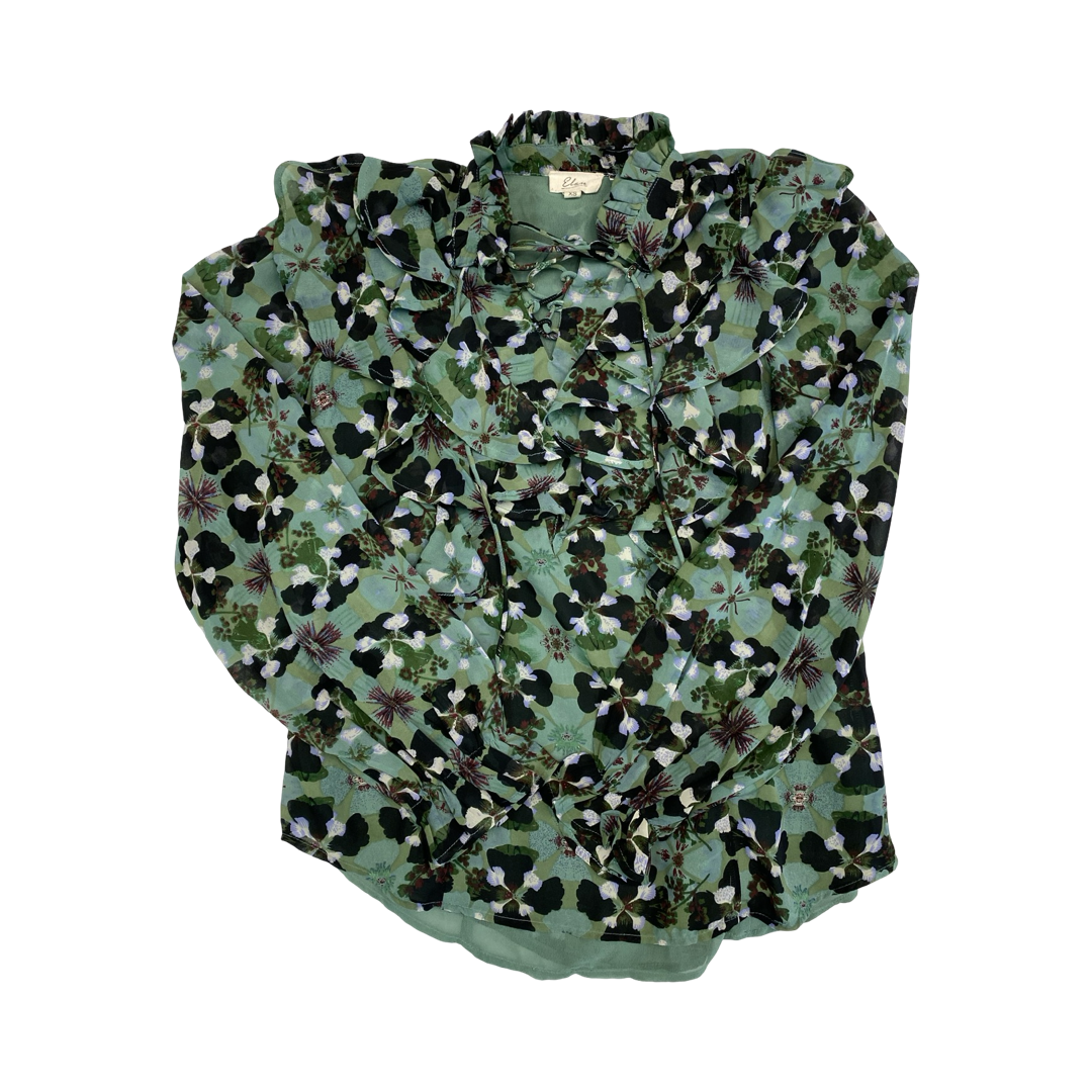 Top Ls By Elan In Green, Size:Xs