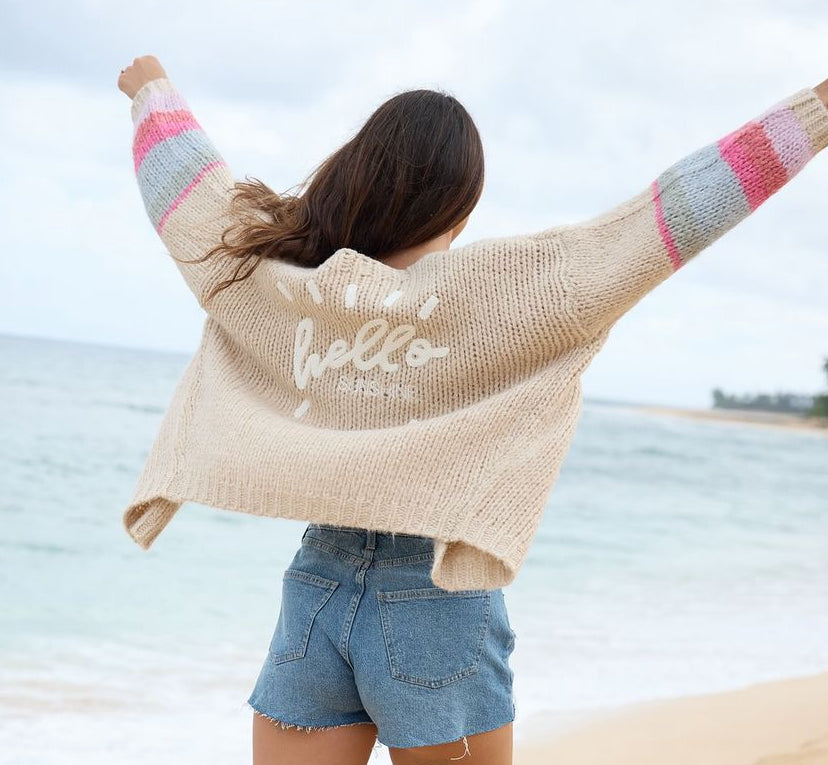 2024 Hello Sunshine Cardigan By SALTWATER LUXE In Tan, Size: L