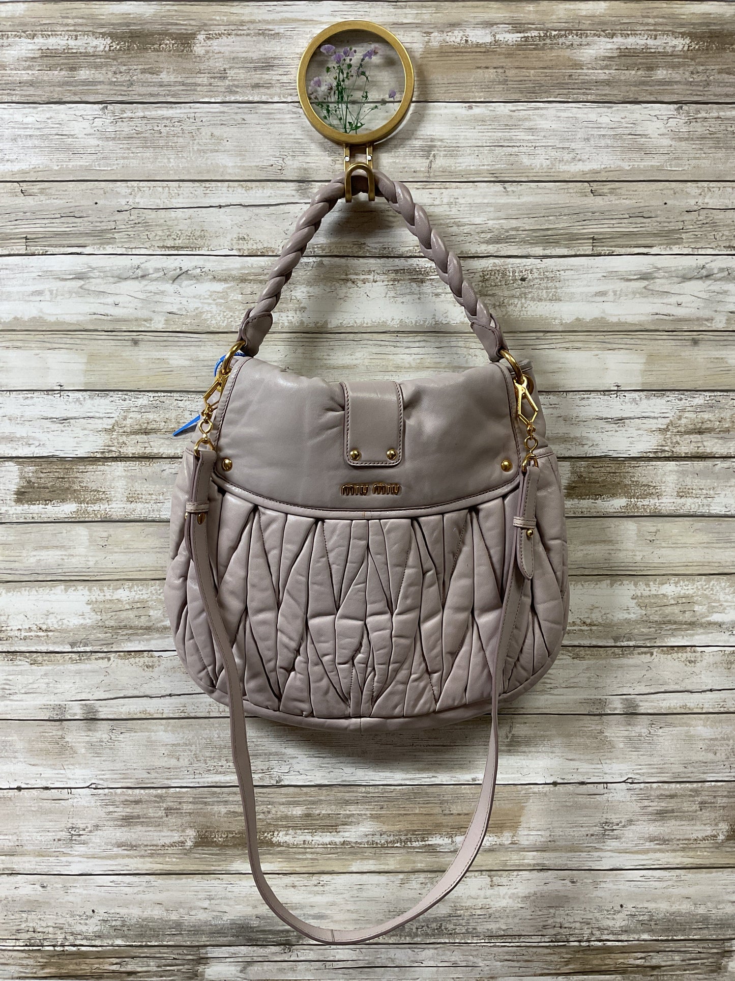 Handbag Luxury Designer By Miu Miu In Purple, Size:Large