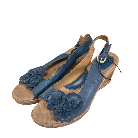 Sandals Heels Wedge By Boc In Blue, Size:9