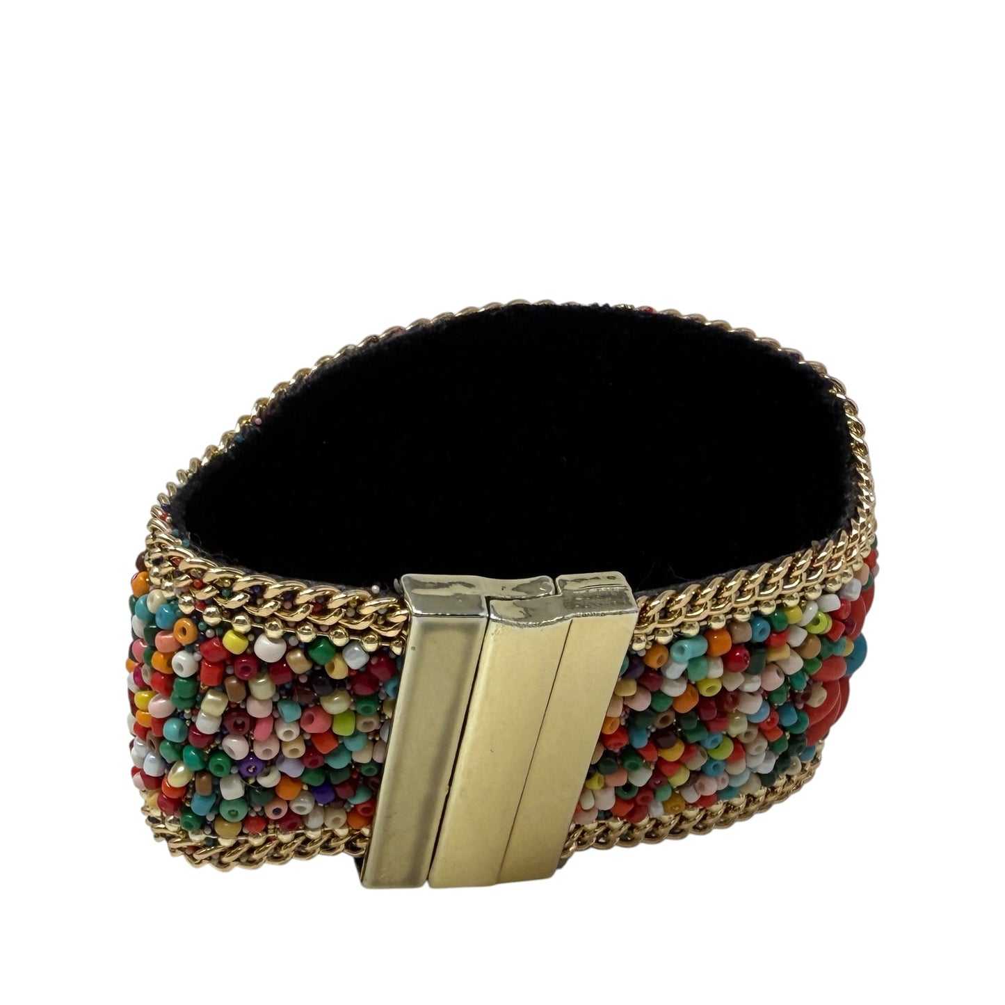 Beaded Velvet Lined Magnetic Closure Cuff Bracelet  By Clothes Mentor