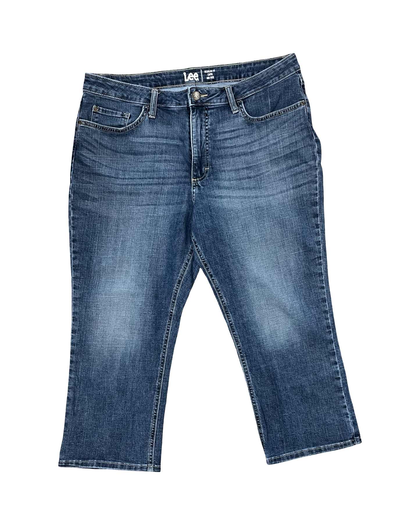 Jeans Cropped By Lee In Blue Denim, Size:16