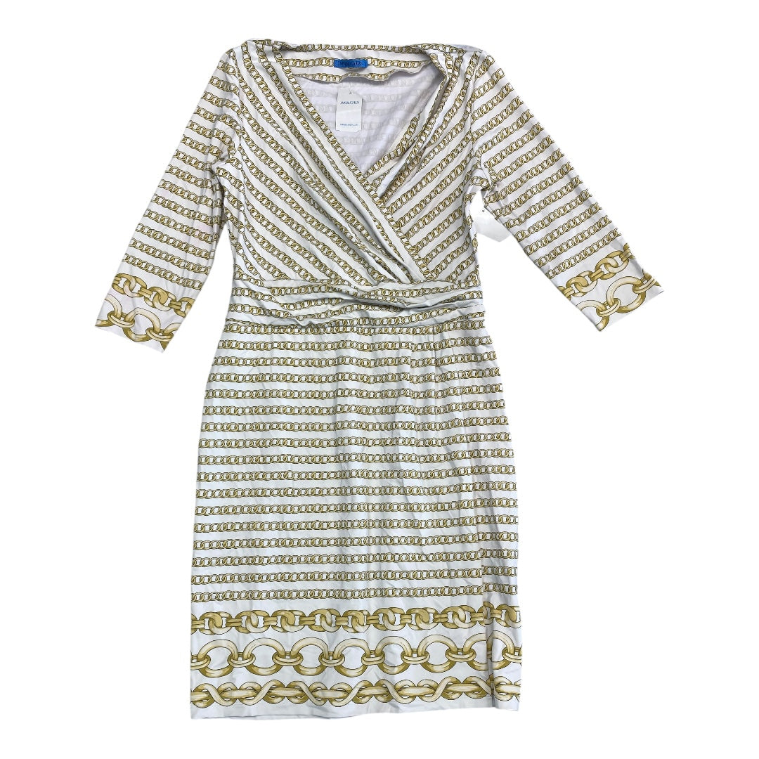 Dress Casual Midi By J Mclaughlin In Gold & White, Size:M