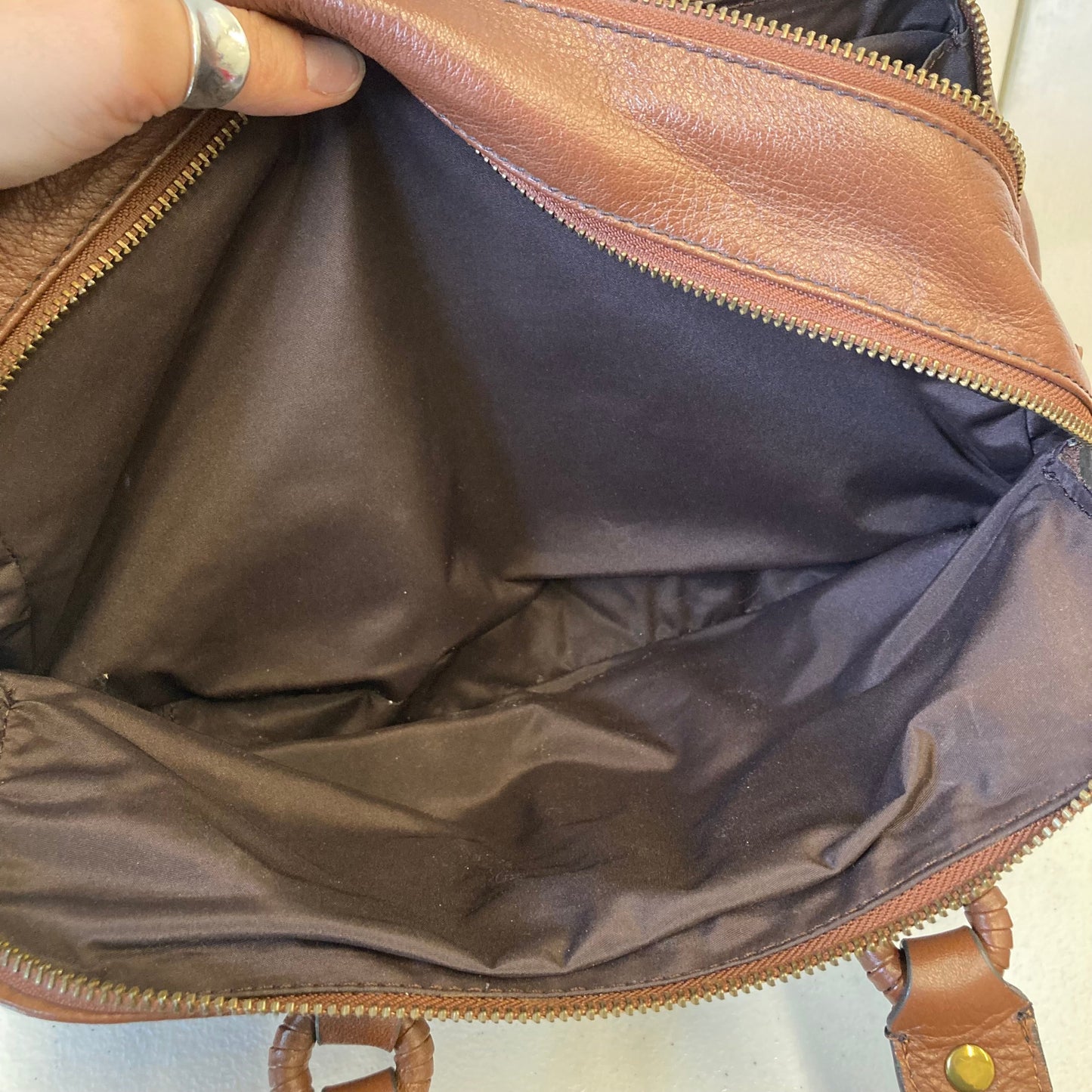 Handbag Leather By Cole-Haan In Brown, Size:Medium