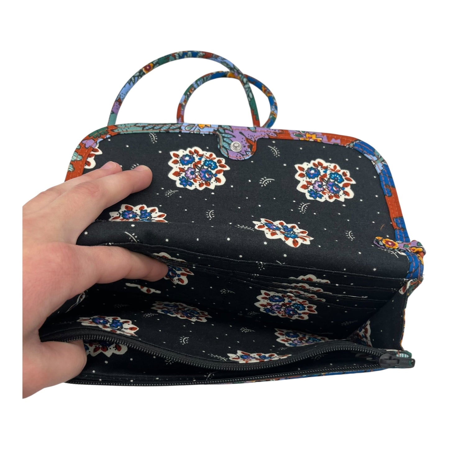 Handbag By Vera Bradley In Blue & Orange, Size:Small