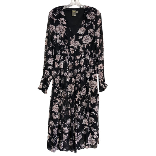 Dress Casual Midi By Taylor In Black & Pink, Size:M