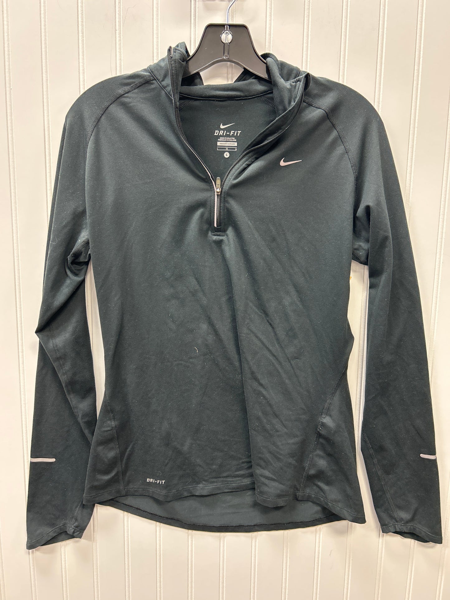 Athletic Top Ls Collar By Nike Apparel In Black, Size:L