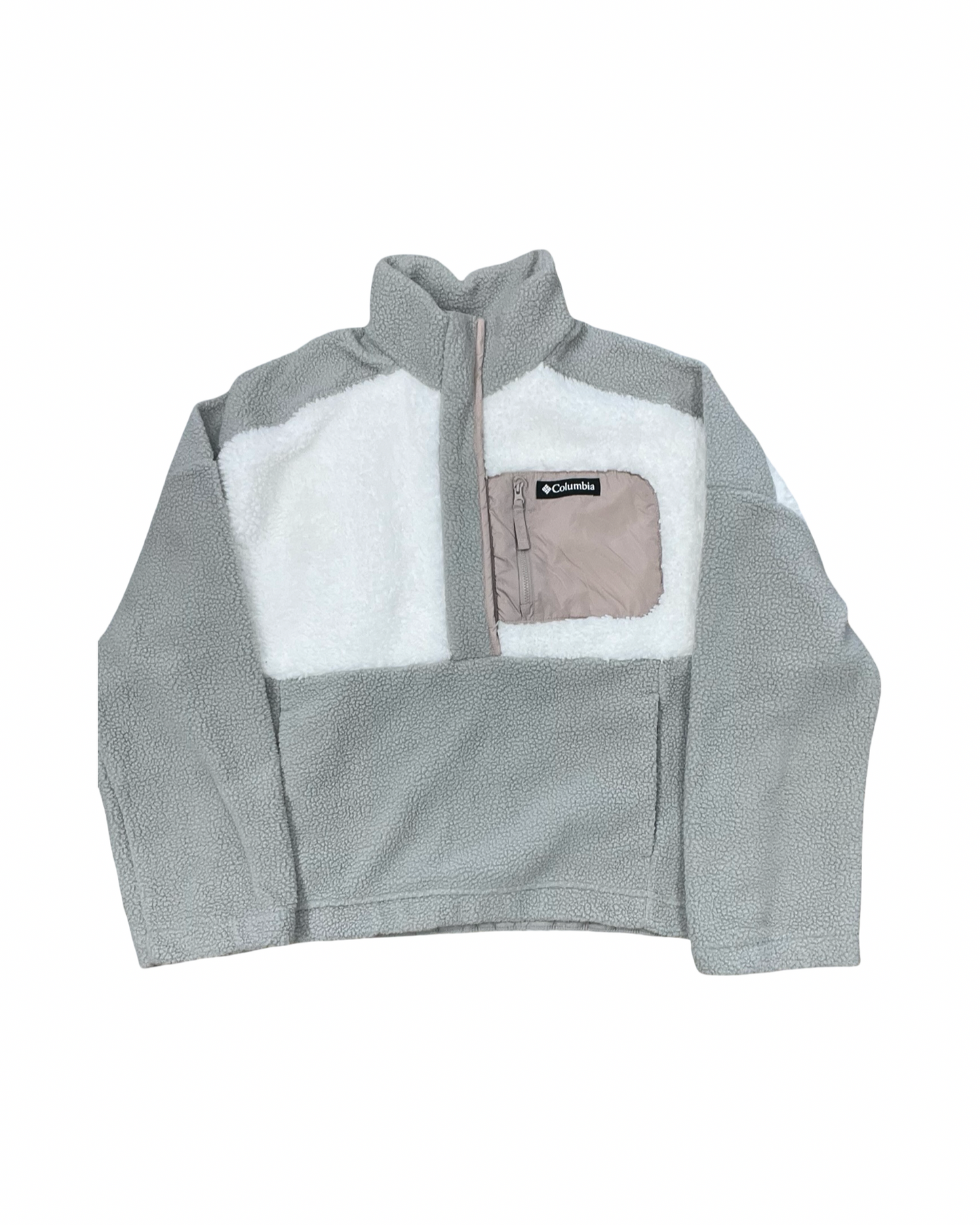 Jacket Faux Fur & Sherpa By Columbia In Grey & White, Size:L