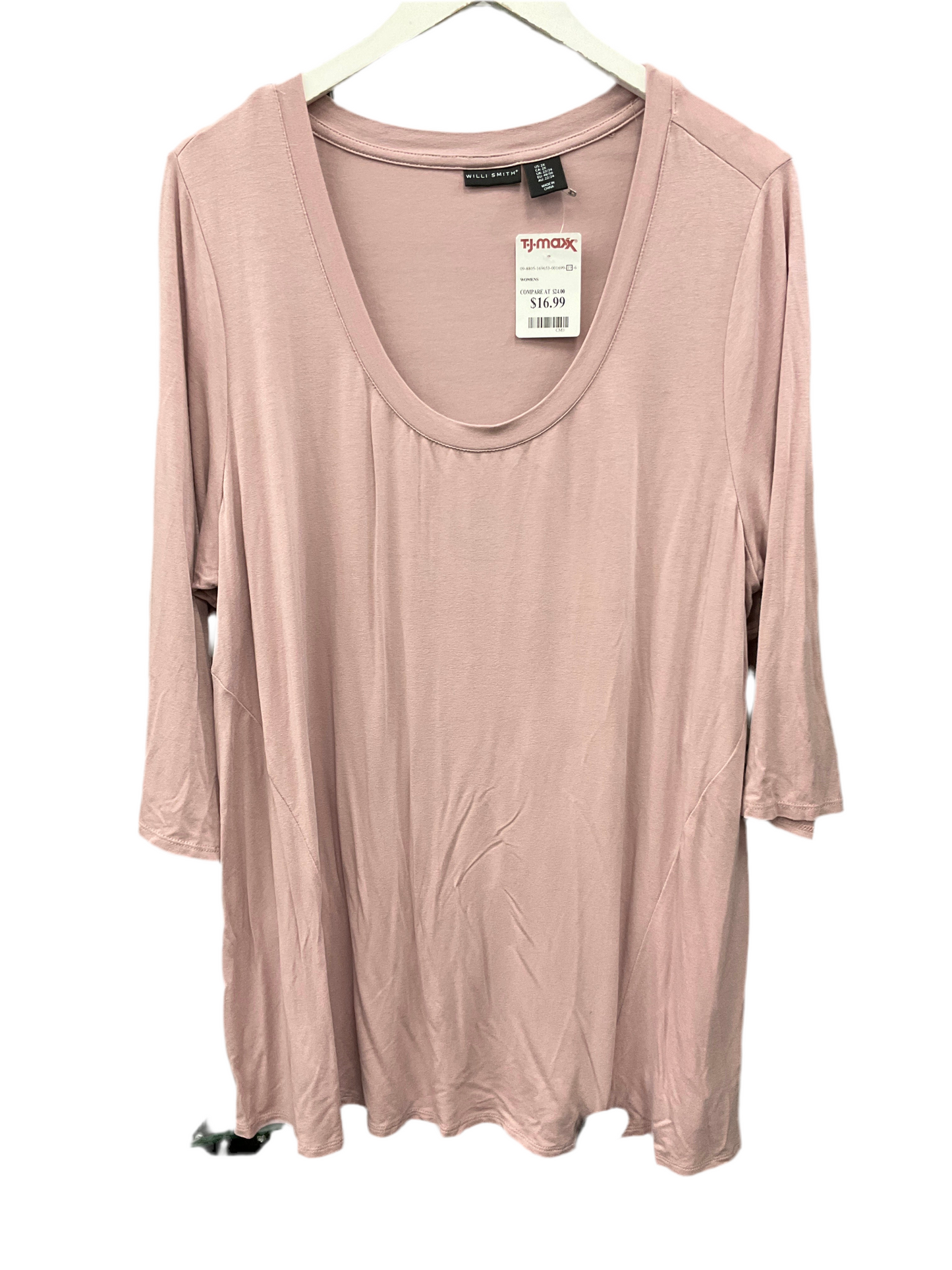 Top 3/4 Sleeve By Willi Smith In Mauve, Size:2X