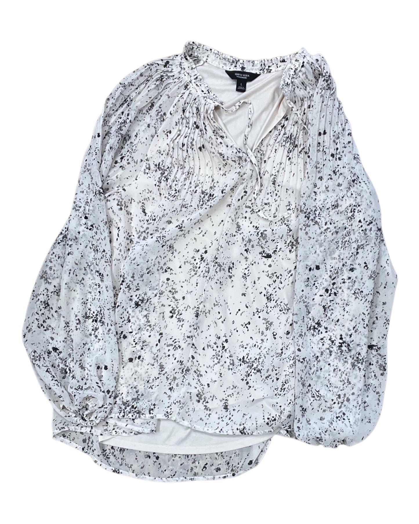 Top Ls By Simply Vera In Cream & Grey, Size:L